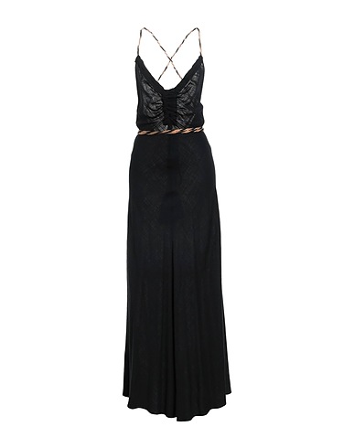SPELL by ACCESS FASHION Vestito lungo Nero 75% Rayon, 25% Lino