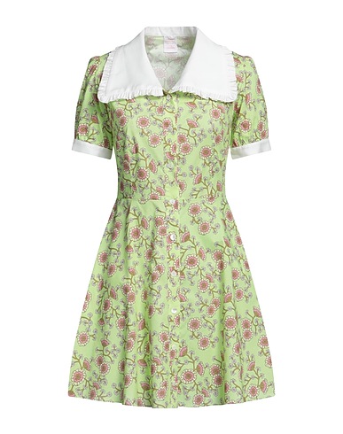 LORETTA CAPONI Shirt dress Light green 97% Cotton, 3% Elastane