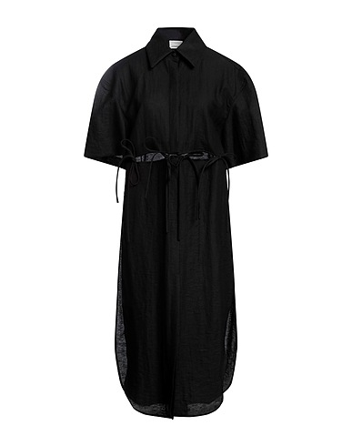 YUZEFI Midi dress Black 35% Cotton, 35% Linen, 30% Polyamide