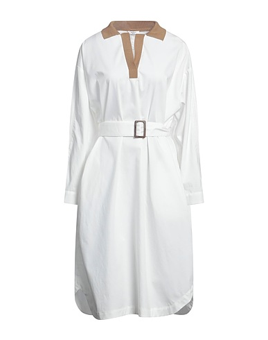 PESERICO Midi dress Ivory 63% Cotton, 32% Polyester, 5% Elastane