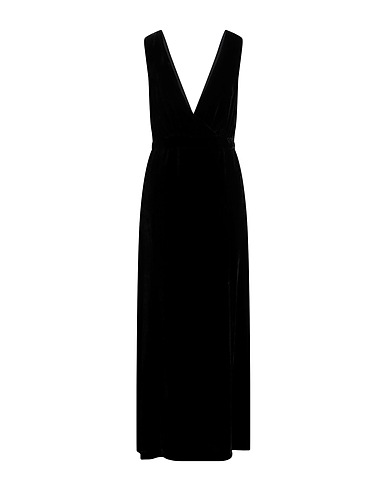 120% LINO Long dress Black 82% Viscose, 18% Silk