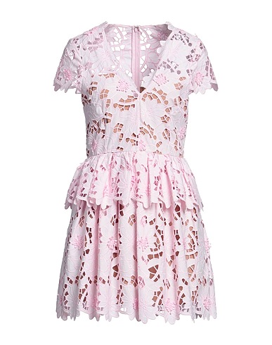 SELF-PORTRAIT Pleated dress Pink 100% Cotton, Polyester