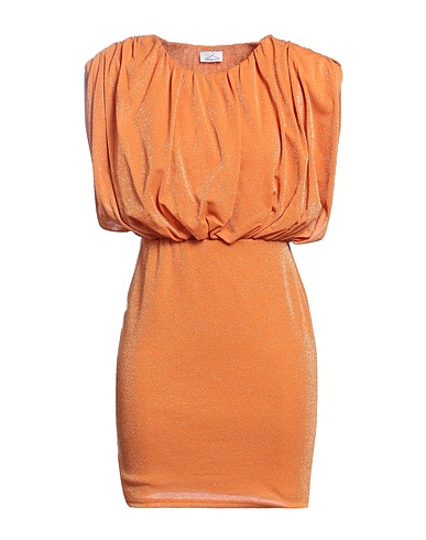 BERNA Vestito corto Arancione 33% Cotone, 32% Poliestere, 15% Poliammide, 15% Fibra di metallo, 5% Elastan