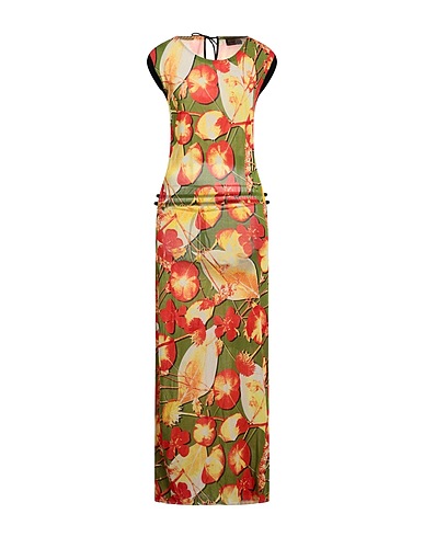TRUSSARDI Long dress Green 90% Silk, 10% Cotton