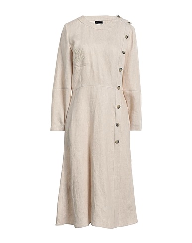 GIORGIO ARMANI Midi dress Beige 100% Linen, Ramie, Silk