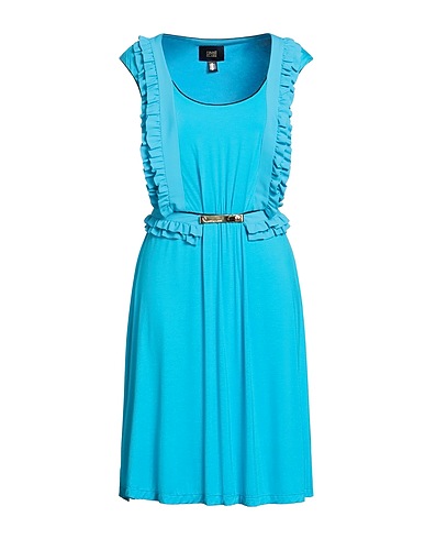 CAVALLI CLASS Midi dress Azure 96% Viscose, 4% Elastane, Acetate, Silk