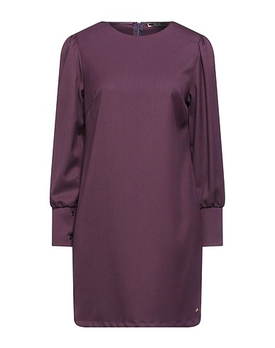 YES ZEE by ESSENZA Short dress Dark purple 75% Polyester, 20% Viscose, 5% Elastane