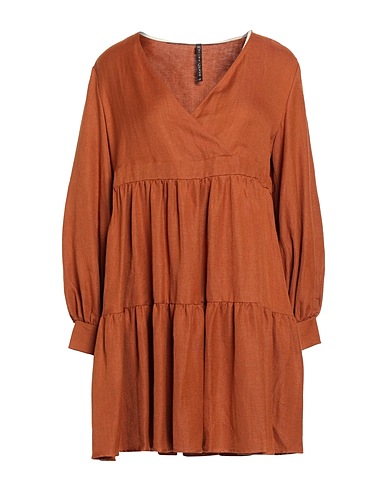 MANILA GRACE Short dress Tan 57% Linen, 43% Viscose