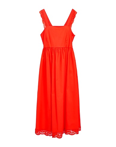 TWINSET Midi dress Tomato red 96% Cotton, 4% Elastane, Polyester