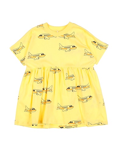 MINI RODINI ベビーワンピース  イエロー オーガニックコットン 100%