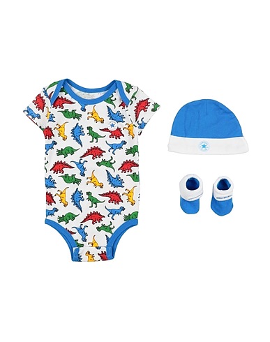 CONVERSE Ensemble bébé CONVERSE AOP BODYSUIT, BIB, BO Blanc 60% Coton, 40% Polyester