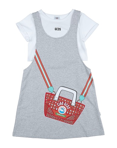GCDS MINI Dress Light grey 95% Cotton, 5% Elastane