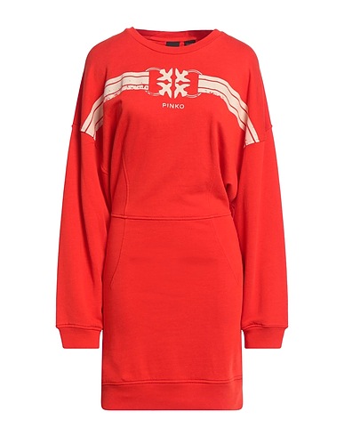 PINKO Short dress Tomato red 57% Cotton, 43% Lyocell