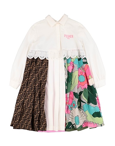 FENDI Dress White 100% Silk, Cotton, Wool
