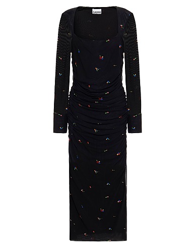 GANNI Midi dress Black 94% Polyamide, 6% Elastane