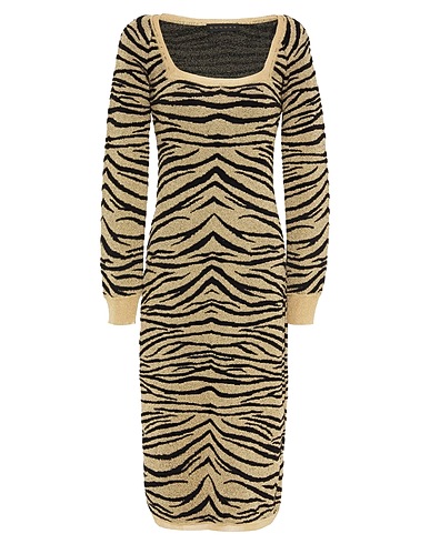 DUNDAS Midi dress Beige 63% Rayon, 37% Polyamide, Acetate, Polyester