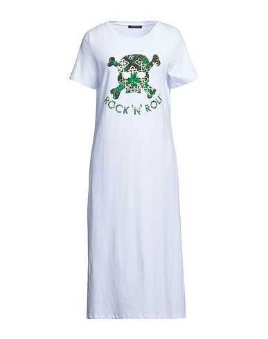 HAPPINESS Midi-Kleid Weiß 90% Baumwolle, 10% Elastan