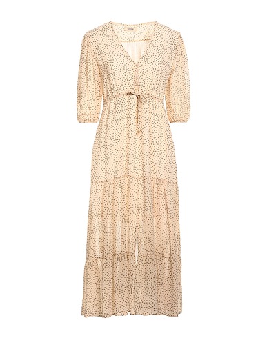 THINK Vestito midi Beige 100% Altre Fibre