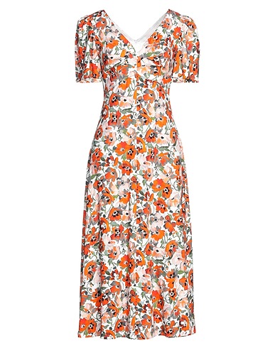 GOAT Midi dress White 97% Viscose, 3% Elastane