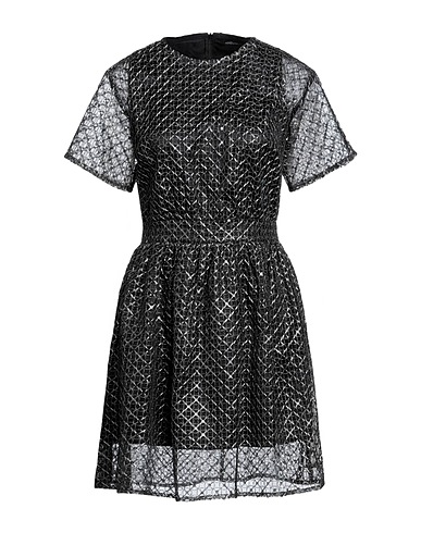 NINEMINUTES Short dress Black 80% Polyester, 20% Cotton