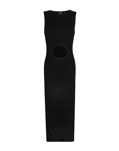8 by YOOX Midi dress VISCOSE BLEND CUT OUT KNITTED MIDI DRESS Black 90% Viscose, 10% Polyester