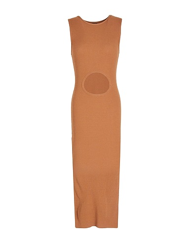 8 by YOOX Vestito midi VISCOSE BLEND CUT OUT KNITTED MIDI DRESS Marrone 90% Viscosa, 10% Poliestere