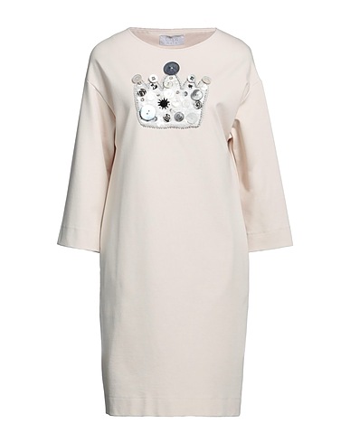 CLIPS MORE Short dress Beige 65% Viscose, 32% Polyamide, 3% Elastane