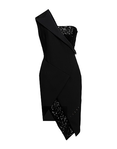 LES HOMMES - FEMME Midi dress Black 63% Polyester, 27% Viscose, 7% Cotton, 3% Elastane