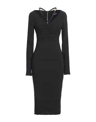 VERSACE Midi dress Black 96% Viscose, 4% Elastane