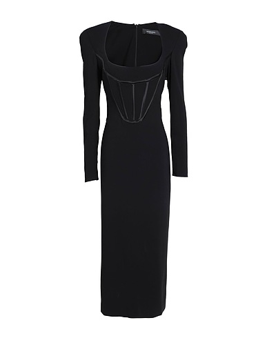 VERSACE Vestido midi Negro 96% Viscosa, 4% Elastán