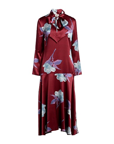 L' AUTRE CHOSE Midi-Kleid Ziegelrot 100% Seide