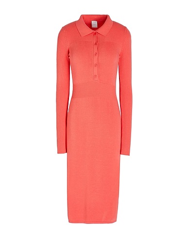 8 by YOOX Midi dress POLO NECK MIDI DRESS
 Coral 70% Viscose, 28% Recycled polyester, 2% Elastane
