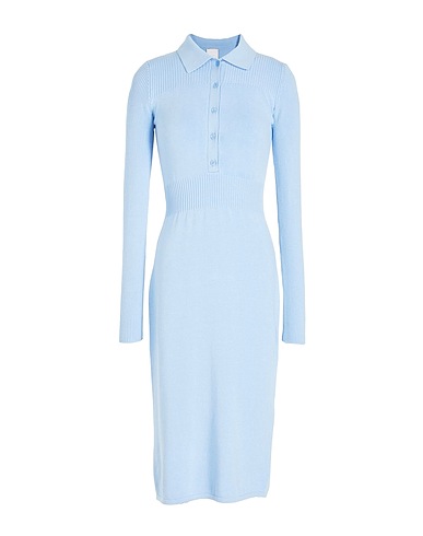8 by YOOX Midi dress POLO NECK MIDI DRESS
 Light blue 70% Viscose, 28% Recycled polyester, 2% Elastane