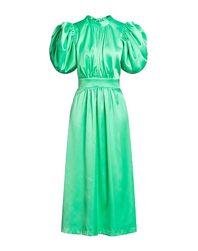 ROTATE BIRGER CHRISTENSEN Midi dress Lime green 50% Recycled polyester, 47% Polyester, 3% Elastane
