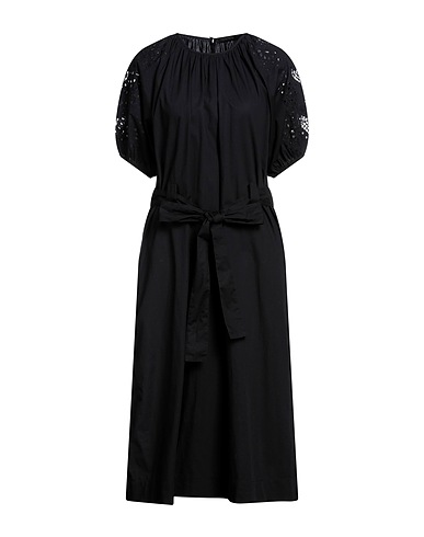 SEVENTY VENEZIA Midi dress Black 100% Cotton, Polyester, Mother-of-pearl