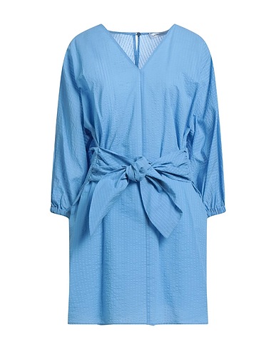 SIMONA CORSELLINI Short dress Pastel blue 82% Cotton, 18% Polyamide