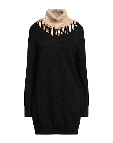 LE VOLIÈRE Kurzes Kleid Schwarz 40% Viskose, 30% Polyester, 30% Wolle