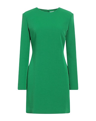 P.A.R.O.S.H. Short dress Green 96% Polyester, 4% Elastane, Turkey feathers