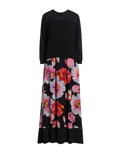 VDP VIA DELLE PERLE Long dress CLUB Black 100% Silk, Viscose, Elastane, Polyamide
