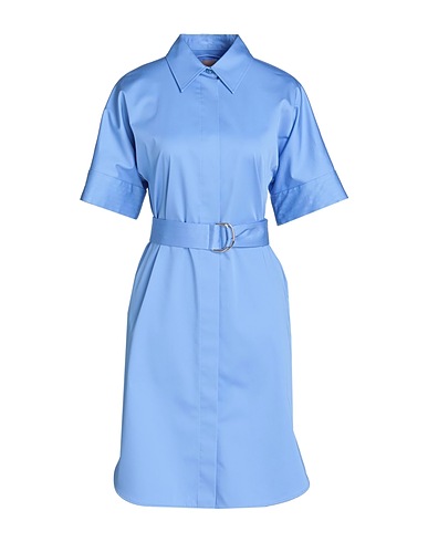 BOSS Midi dress Light blue 96% Cotton, 4% Elastane