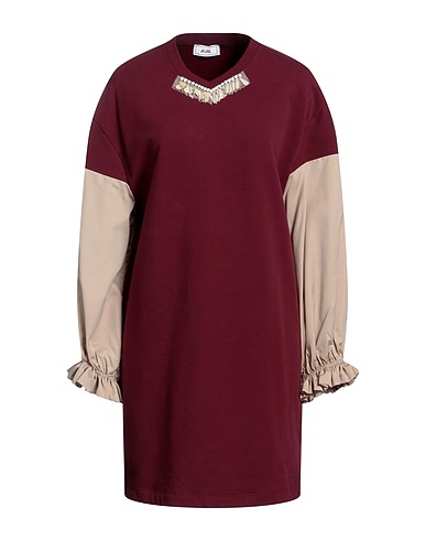 JIJIL Short dress Burgundy 94% Cotton, 6% Elastane, Polyamide, Nylon