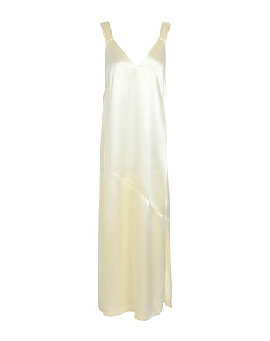 CALVIN KLEIN Long dress Pastel yellow 73% Acetate, 27% Polyester
