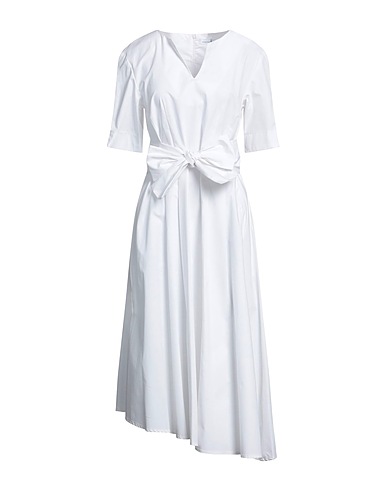 RIALTO 48 Vestito midi Bianco 98% Cotone, 2% Elastan