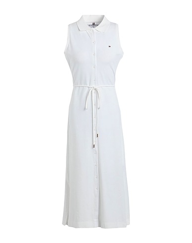 TOMMY HILFIGER Midi dress Off white 97% Cotton, 3% Elastane