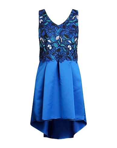LANACAPRINA Short dress Bright blue 80% Polyester, 20% Cotton