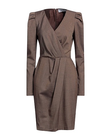 FRASE FRANCESCA SEVERI Midi-Kleid Braun 52% Polyester, 43% Wolle, 2% Viskose, 2% Elastan, 1% Polyamid