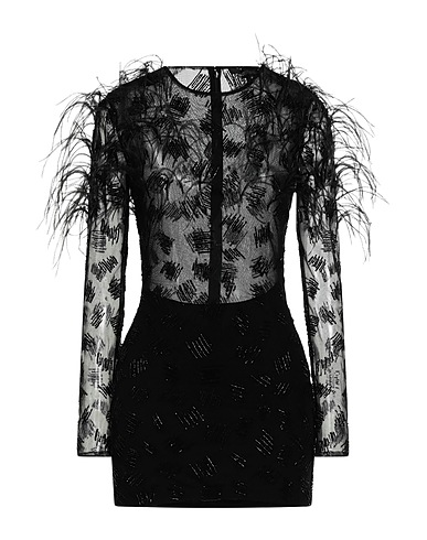 RETROFÊTE Short dress Black 100% Nylon, Feather