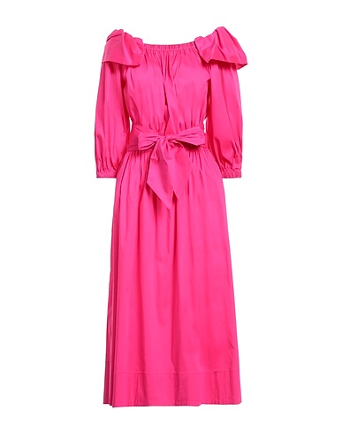 CLIPS MORE Vestito midi Fucsia 79% Cotone, 18% Poliammide, 3% Elastan
