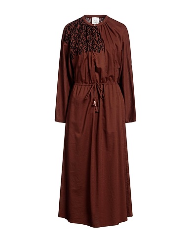 ALYSI Midi dress Brown 48% Viscose, 32% Cotton, 20% Wool