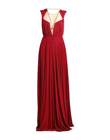 ELISABETTA FRANCHI Long dress Brick red 63% Viscose, 17% Polyester, 15% Polyamide, 5% Elastane